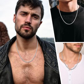 HSWYFCJY 2 MM Twist Rope Chain, Stainless Steel Silver Rope Chain Necklace for Men Women Fashion Jewellery Birthday Gift Length of Chain 55 CM