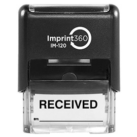 Imprint 360 Received Stamp with by: Line,Heavy Duty Commercial Self-Inking Rubber Stamp,