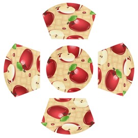 Placemats for Round Tables Set of 5 Delicious Apple Pattern 4 Wedge Table mats 1 Round Table mats Washable Heat Resistant Non-Slip Dining Table for Kitchen Outdoor Modern Placemat