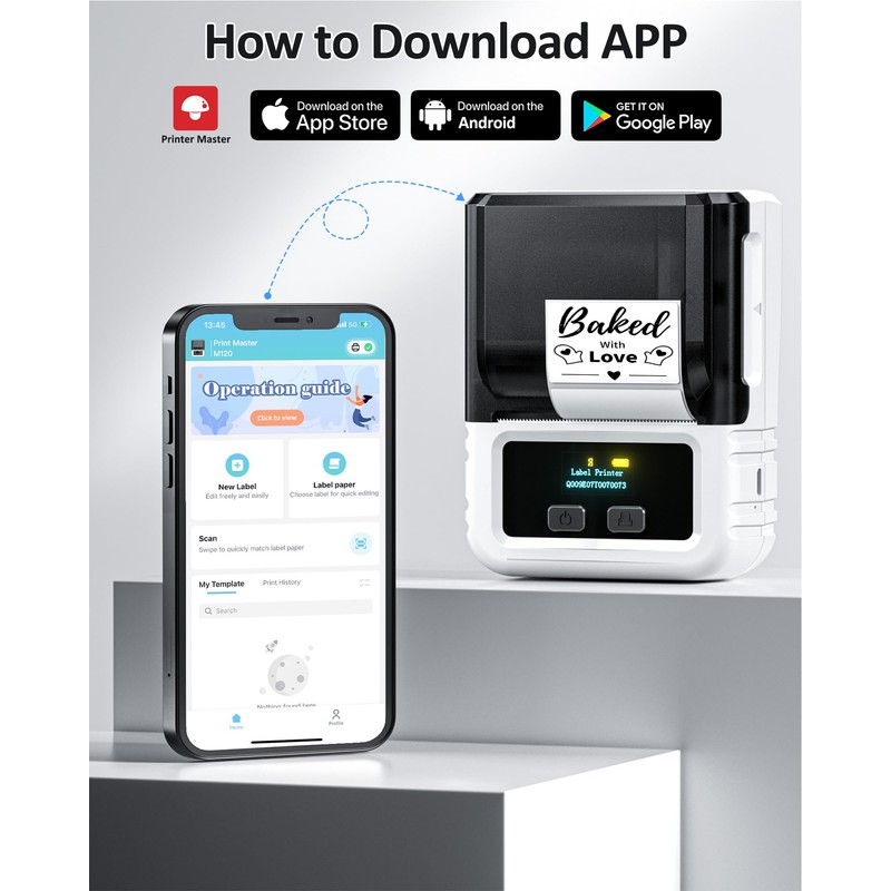 Itari M120 Label Printer - Bluetooth Label Printer Thermal Labeler