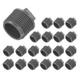 sourcing map 20 Pcs PVC Pipe Male Thread Plug G3/4" Threaded NPT Plugs for Plumbing Water Line, Grey