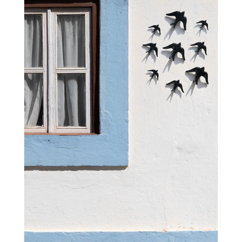 Set of 3 Ceramic Birds Swallows for Wall and Home
