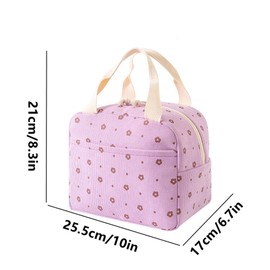 WYSUMMER Lunch Bag, Insulated Shopping Bag for Women, Cord Insulated Lunch Box Cooler Bag Lunch Organiser for Adults Children Picnic Work Outdoor (Purple Flower)