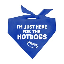 I'm Just Here for The Hot Dogs Fouth of July Dog Bandana (Royal, OS 750)