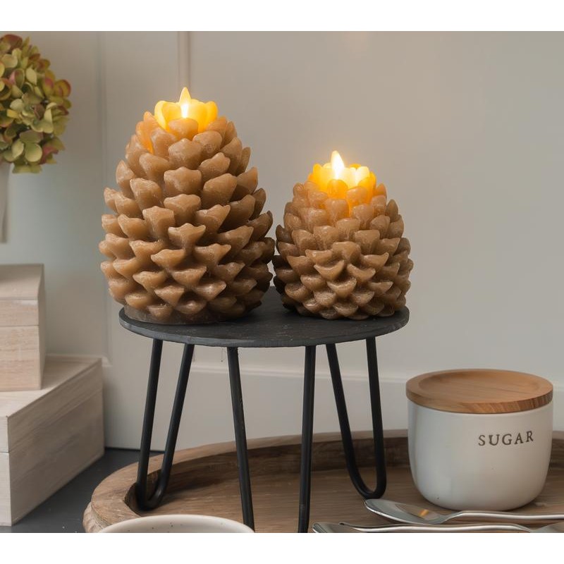 QVC Luminara Set of (2) Pinecone Flameless Figural Candles -