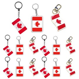 15Packs Canada Maple Leaves Flag Keychain - Canadian Maple Leaf Keychain Keyring Key Chiain (Canada Keychain, 15)