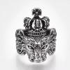 LZD Alloy Cuff Finger Ring Wide Ring Lion Antique Silver