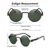 Dollger Dark Green Glasses Round Steampunk Women Metal Frame Sunglasses