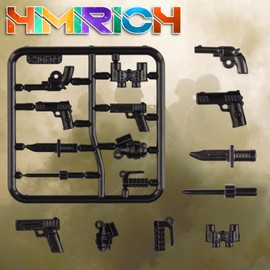 HIMIRICH Military Weapons Pack 24 Pcs UK Accessories Kits Toys, Army Equipment Gear WW2 Guns for Boys 6+, Compatible with Mini Figure of Major Brand