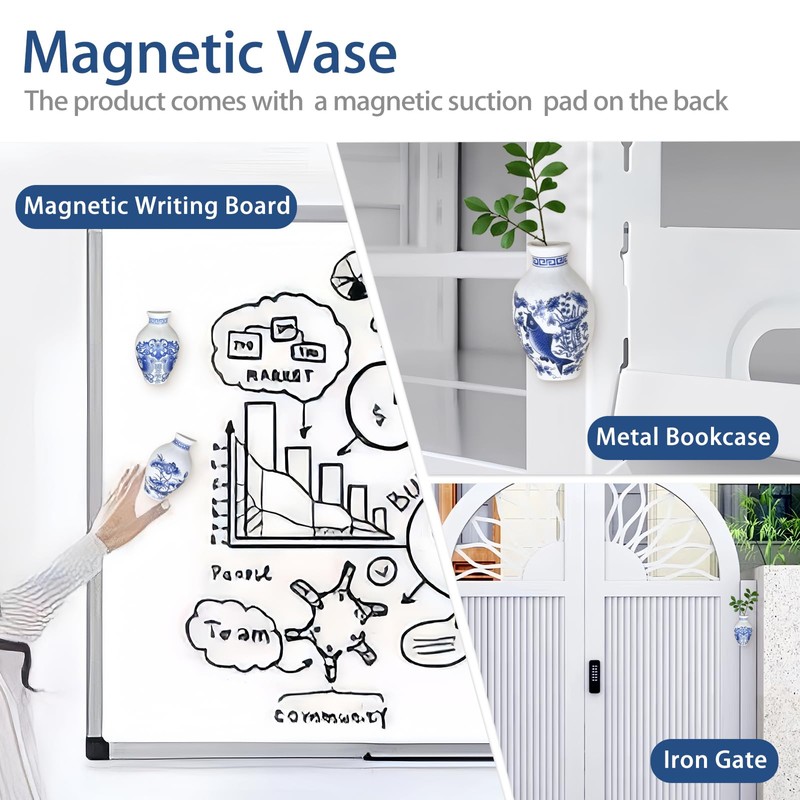 4PCS 3D Ceramic Vase Fridge Magnets, Decorative Ceramic Flower Vase