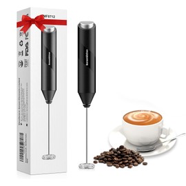 Bonsenkitchen Milk Frother, Electric Handheld Foam Maker with Stainless Steel Whisk, Battery Operated Stirrer for Coffee, Lattes, Cappuccino, Matcha