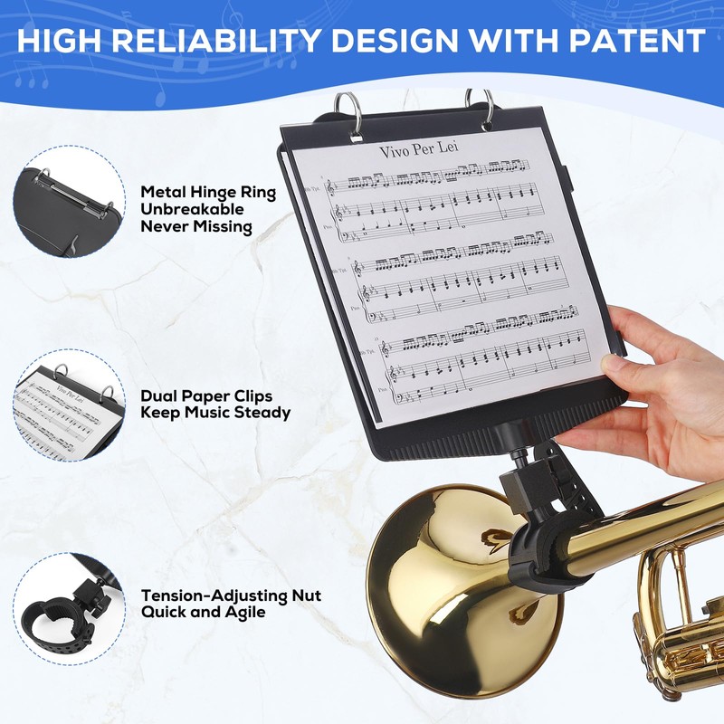 Somivrusa Trumpet Marching Lyre 2 in 1 Adjustable Trumpet &