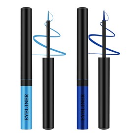 Apooliy 2pcs Matte Eyeliner,Waterproof Liquid Eye Liner,Long Wear 2 Colors Eyeliner Pen，Quick-Drying Colorful Eyeliner Stick,Blue,Brown