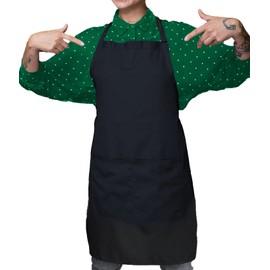 MFAZ Morefaz Ltd Adjustable Apron with 2 Pockets, Cooking Apron, Kitchen Apron for Kitchen, Restaurant, Cafe, Cotton, Waist or Long, Black and White, black