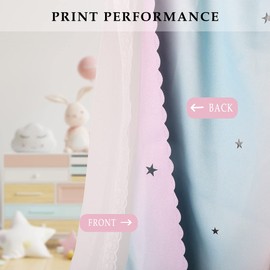 UNISTAR 2 Panels Star Blackout Curtains for Kids Girls Bedroom Living Room - Double Layer Cut Out Stripe Pink and Purple Rainbow Window Curtains (Double Side) W52 x L84 Inch Length