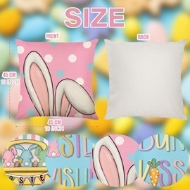 KIKISML Pack of 4 Easter Cushion Covers, Cotton Linen Print, Easter Decorative Cushion Covers, 45 x 45 cm, Easter Cushion Covers, Happy Easter Decorative Cushion Cover, Sofa Cushion, Easter Decoration