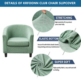 KRFOONN Club Chair Slipcover 2 Piece Stretch Printed Round Barrel Chair Covers Removable Tub Chair Slipcover with Elastic Bottom Chair Coverings Furniture Protector Cover for Living Room, B9