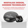 Coby CD Player Portable with Bluetooth & Wireless Earbuds, Wired