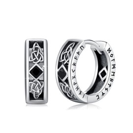 Viking Rune Earrings 925 Sterling Silver Viking Jewellery Gift for Men Women Punk Style Earrings Unisex Viking Accessories Gift Idea, Sterling Silver