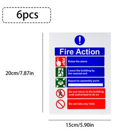 Thyonta Fire Safety Signs Fire Action Notice Sign 6PCS Fire Assembly Point Sign Outdoor for Safety Evacuation Guidance in Case of Fire