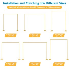 Fomcet 6.6FT x 10FT Backdrop Stand Heavy Duty with Base Gold Pipe and Drape Square Backdrop Stand Adjustable Portable Metal Arch Frame for Wedding Baby Shower Birthday Parties Banquet Decorations
