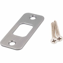 Round Corner Deadbolt Strike Plate, 1-1/8" x 2-3/4", 2-1/8" Center-to-Center, Antique Nickel by Stone Harbor Hardware
