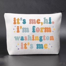 Generic Washington DC Gift Evergreen State Vacation Gift It's Me Hi I'm From Washington It's Me Cosmetic Bag (Washington), beige