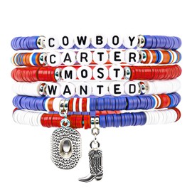 Seqiuay 6 Pcs Western Bracelet Set for Cowboys and Cowgirls, Perfect Gifts for Christmas, Valentine’s Day, Fan Parties & Concerts, Jewelry for Women and Men (Blue)