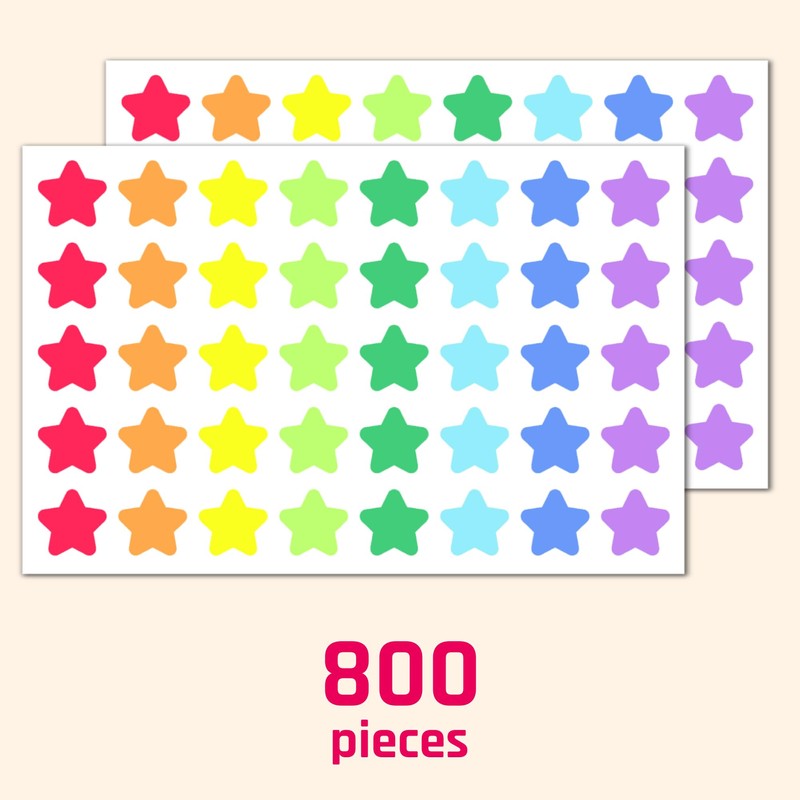 800 Pieces, 3/4 inch - Star Stickers for Kids Reward,