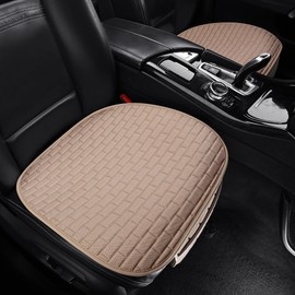 VarCozy Linen Car Seat Covers, 2PCS Bottom Breathable Seat Covers for Cars for All Seasons with Non-Slip Protector, Universal Seat Covers for Cars, SUVs, Trucks