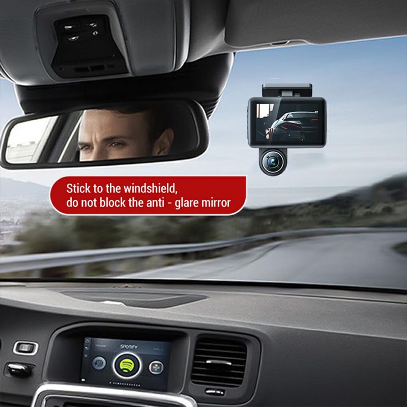 AIXXCUVQ Car 3Lens DVR 3-Channel Dash Cam Front and Rear