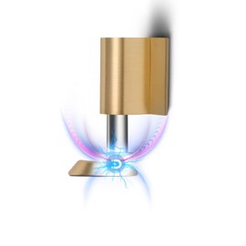 Magnetic Door Stopper, Magnet Floor Door Stop Retractable, Door Magnetic Catch, Door Holder to Keep Door Open, No Drilling Mount with Adhesive, Brushed Gold 1 Pack BG-1