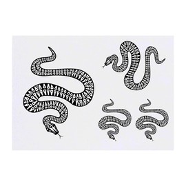 4 x 'Winding Tattoo Snake' Temporary Tattoos - Water Resistant, Skin-Safe, Non-Toxic Transfers, Mixed Sizes (TO00076104)