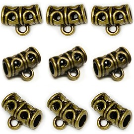Brass Bail Tube Beads Charm Holder European Bead Spacer Bail Bead Charm Spacers for Bracelets Pendants for Jewelry Making Dangling Charms for Bracelets for Jewelry Making Supplies 85pcs