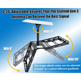 Adjustable Starlink Gen 3 Roof Ridge Mount, Ybervont Starlink Mounting Kit Gen 3 with 0-30° Adjustable Starlink Gen 3 Pipe Adapter, Starlink Roof Mount Kit for Starlink Internet Kit Satellite, Black