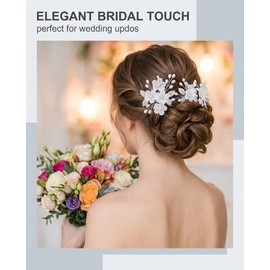 LONZIKP Pack of 5 Silver Bridal Hair Accessories Wedding Hair Pins - 5 Different Models with Pearls & Flowers, Elegant Hair Clips for Wedding Hairstyles, Women & Girls