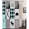 Boziqr Rustic Cabin Lodge Shower Curtain, Bear Moose Deer Trees