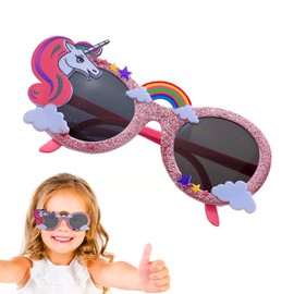 BEPSYOM Children's Sunglasses Girls Boys Glitter Rainbow Sunglasses Children Colourful Sunglasses Girls for 3-10 Years Party Glasses Funny Sunglasses Kids Sunglasses with UV Protection
