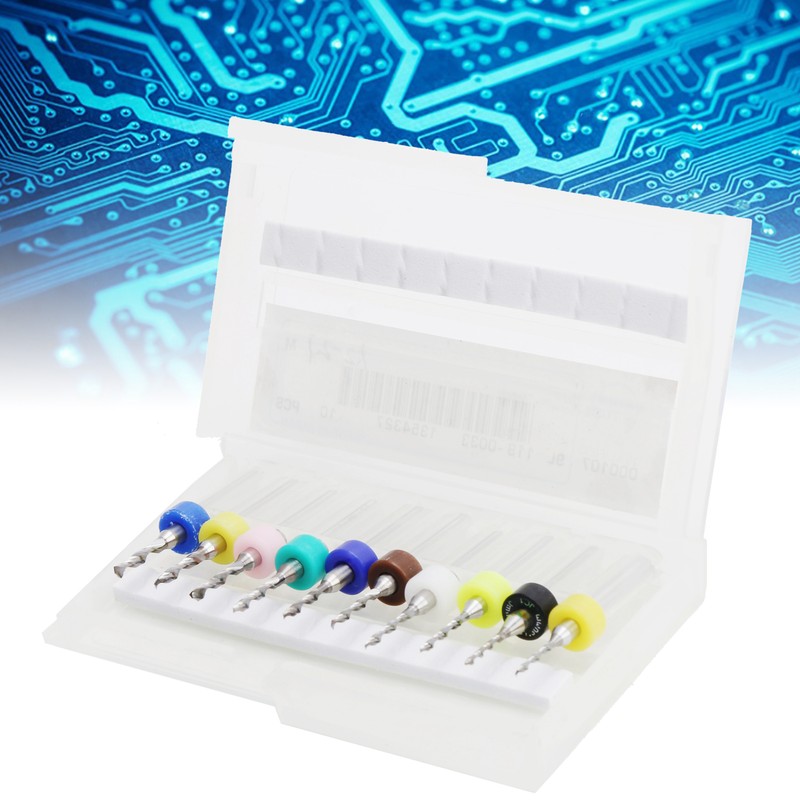 10Pcs Micro Drill Bit Set Cemented Carbide 1.2-2.1mm Printed Circuit
