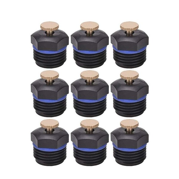 Yahpetes 9 Pcs Garden Misting Nozzles 1/2" Adjustable Garden Lawn