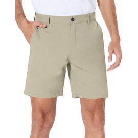 Mens Lightweight Hiking Shorts Golf 7 Inch Quick Dry Flat Front Hybrid Travel Stretch Dress Casual Khaki 34