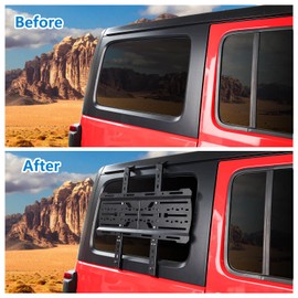 Rear Window Storage Molle Panel Kit for Jeep Wrangler JL 2018-2024 - Cargo Bracket Mounting Plate Kit with Recovery Traction Boards and Shovel Mount