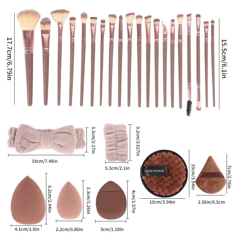 Lumbor37 Brochas de Maquillaje Profesional de Viaje, 40 Piezes Brochas