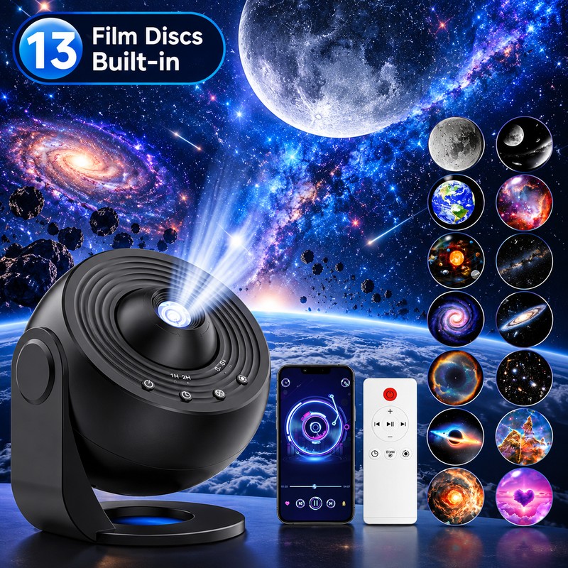 Galaxy Projector Night Light for Bedroom – 360° Rotating 12-in-1