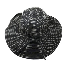 Packable Ribbon Crusher Sun Shade Beach Hat, Adjustable Wide Shapeable Brim, SPF UPF 50 UV Protection (Black)
