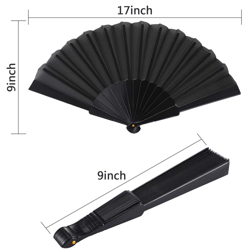 4 Pieces Handheld Folding Fan Chinese Fan Oriental Cloth Fabric