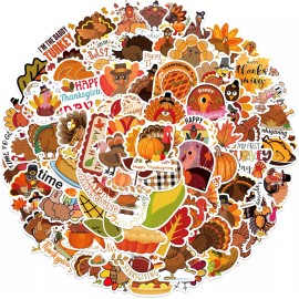 Unbranded 50pcs Happy Thanksgiving Autumn Fall Maple Leaves Pumpkin Turkey Stickers Kids