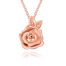 Rose Flower Urn Necklace Cremation Jewelry for Ashes S926 Sterling Silver Memorial roseflower urn Pendant Necklaces for Women(Black)