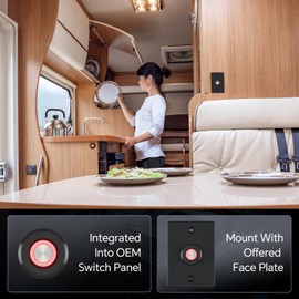 acegoo 12V Dimmer Switch, Push Button Red Ring Light High Side PWM RV Dimmer Switch for Motorhome Camper Van Boat Truck Cars Lighting & Led Strip Light, DC12-24V 6A Full Aluminum (Black)