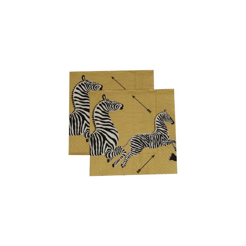 Caspari Zebras Paper Cocktail Napkins in Gold - 20 Per